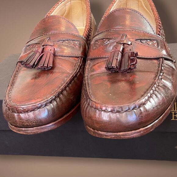 Men's 13D ALLEN EDMONDS Maxfield Dark Chili Leather Tassel Loafers With Box EUC - Picture 8 of 11